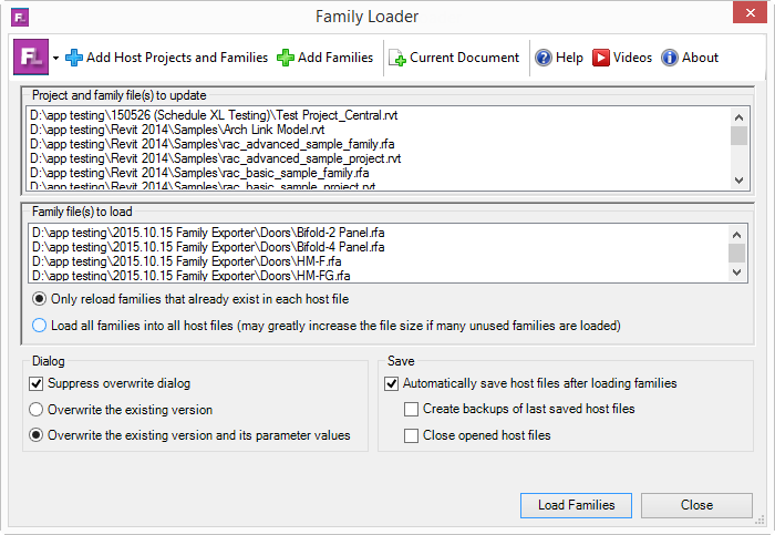 Family Loader from the BIM Batch Suite