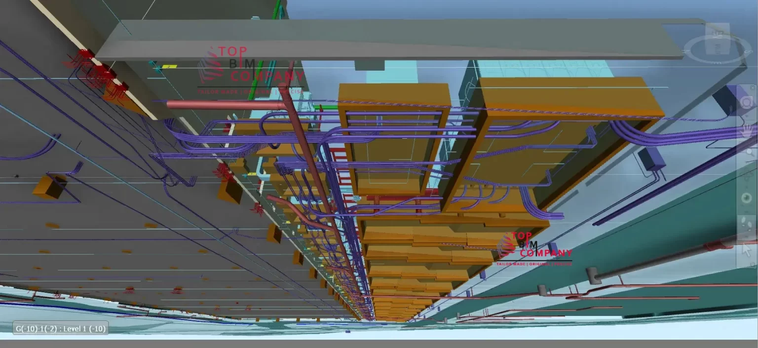 3D BIM model of MEP dry and wet utilities for Quail Ridge project, showing clash-free coordination of electrical, plumbing, and mechanical systems.