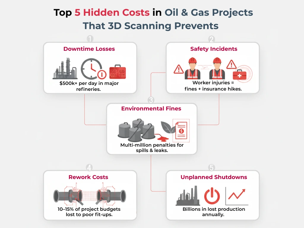 Top 5 Hidden Costs in Oil & Gas Projects That 3D Scanning Prevents