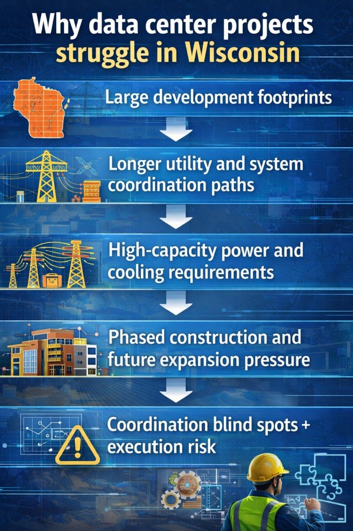 Challenges in Wisconsin data center projects